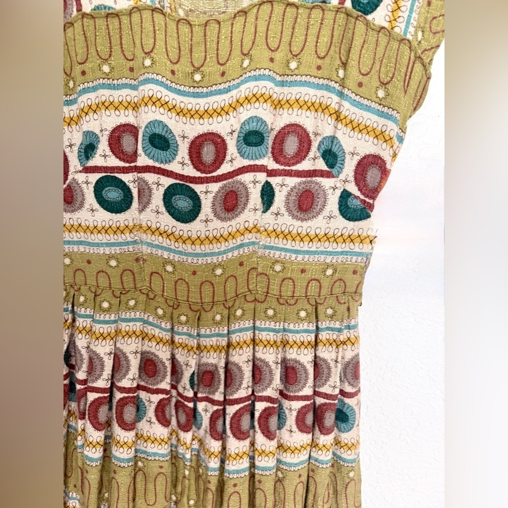 Handmade Vintage 60s MCM Atomic Geometric Print Retro Groovy Midi Dress - Picture 3 of 9